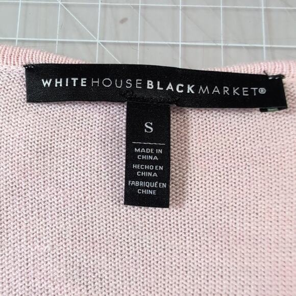 White House Black Market Pink V-Neck Ball Chain Pullover Sweater, size small - Picture 5 of 9